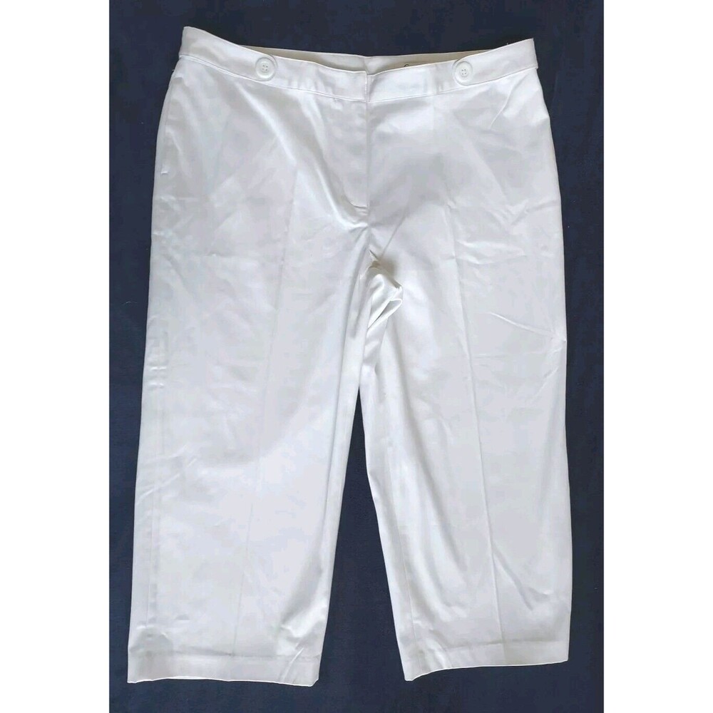 Ladies Greg Norman White Tone On Tone Stretch Cotton 4 Pocket Capris Size 14